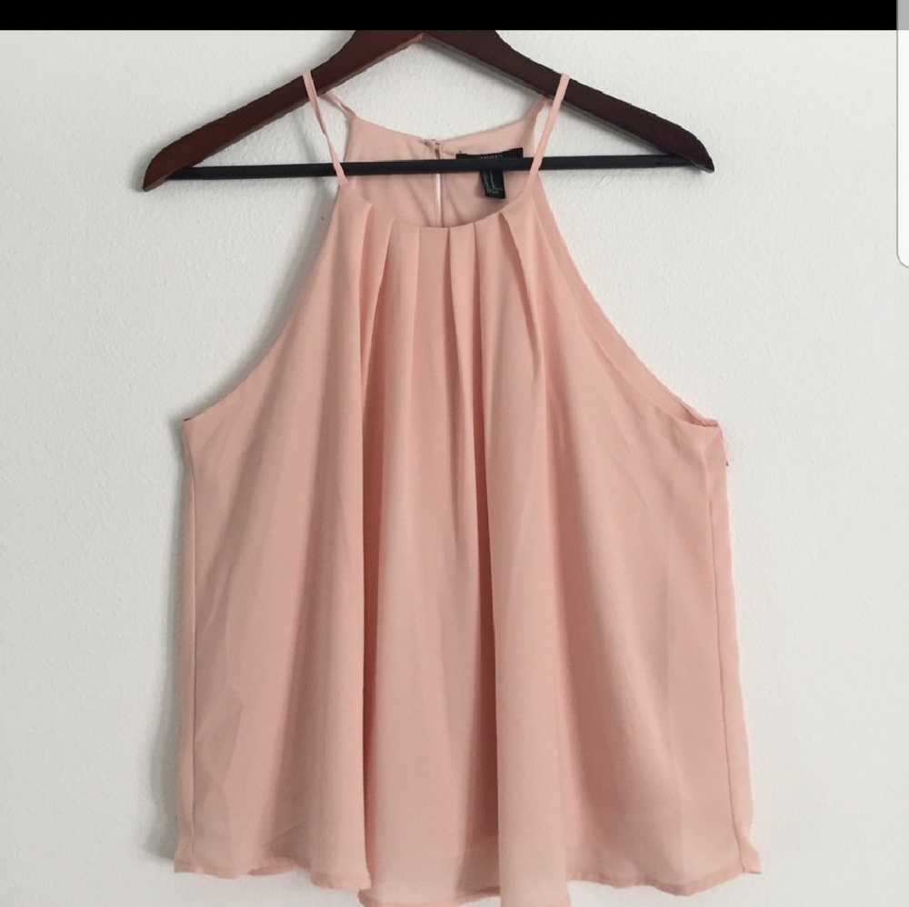 FOREVER 21 TRAPEZE PLEATED TANK IN BLUSH
